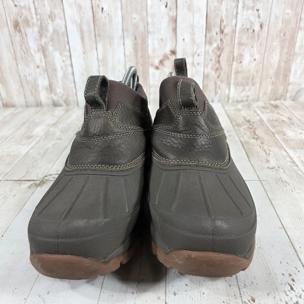 LL Bean Storm Chaser Mens 8.5 Brown Waterproof Leather Slip On Duck Boots 507173